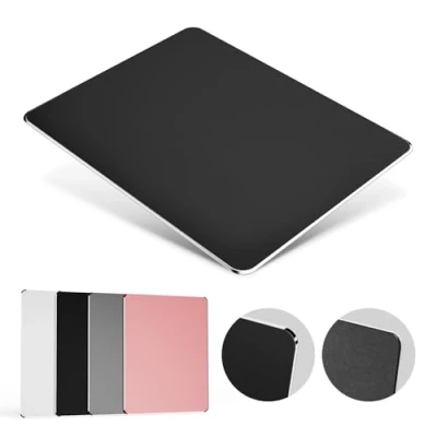 Immagine di HONKID tappetino Mouse in Alluminio, Tappetini per il da gioco Pad con base Gomma Antiscivolo, Impermeabile Alluminio Notebook, PC e Laptop, 23x18cm, Nero