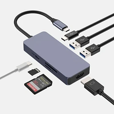 Immagine di Hub USB C, Adattatore C a HDMI OBERSTER Dongle Multiporta 7 in 1 con 4K, 2 3.0, SD/TF, PD 100 W compatibile Windows e macOS