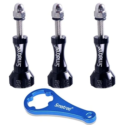 Immagine di Smatree® Vite in alluminio lunga 3 pezzi (nero) e chiave (blu) per GoPro Session, Hero 11/10/9/8/7/6/5/4/3/2/1 nero