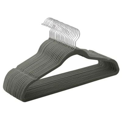 Immagine di SONGMICS Grucce Velluto 20 Pezzi, Appendiabiti Lunghe 41,5 cm, Salvaspazio, Capacità di Carico Elevata, Ganci Girevoli a 360, per Cappotti Camicie Completi, Grigio CRF026G20