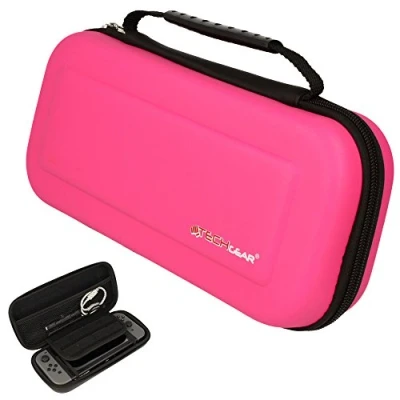 Immagine di TECHGEAR Custodia Compatibile Con Nintendo Switch protettiva da viaggio Cover rigida e spaziosa realizzata per + Controller Joy Giochi Accessori [Rosa]