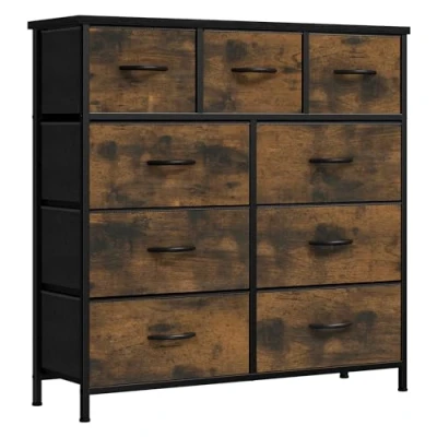 Immagine di YITAHOME Cassettiera in Tessuto, armadietto con 9 cassetti, per Corridoio vano contenitore tessuto soggiorno, camera da letto, cameretta dei bambini, marrone rustico