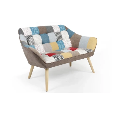 Immagine di Divano scandinavo a 2 posti Zentao effetto patchwork Tessuto multicolore Menzzo