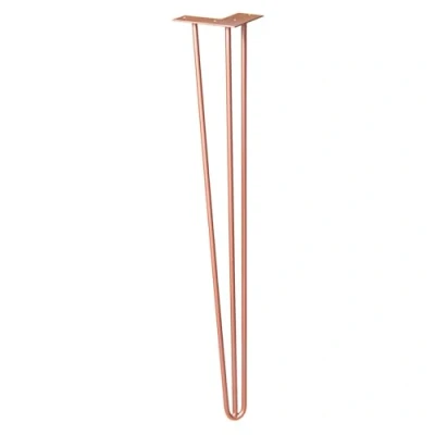 Immagine di WAGNER gamba per mobili/Gamba tavolo/Piede mobili HAIRPIN LEG stile retrò acciaio rivestito rame, 12 x 71 cm, inclinata, con piastra a vite integrata 12827401