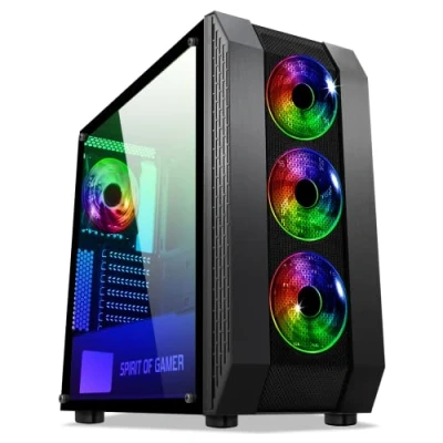 Immagine di Spirit Of Gamer Rogue VI PC ATX/Matx/ITX Case Pannello Frontale E Parete in Vetro Temperato 4 LED RGB Indirizzabili 120mm Ventilatori Aura/MSI Mystic/ASROCK 3Pin Compatibile