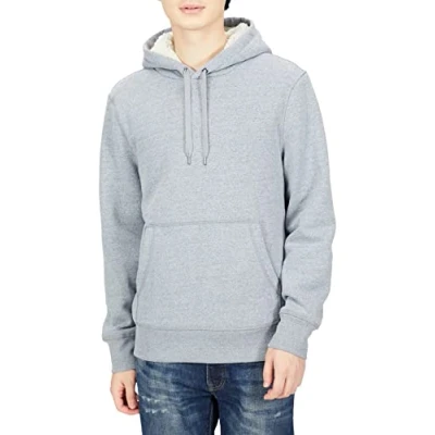 Immagine di Amazon Essentials Felpa con Cappuccio Fodera in Sherpa Uomo, Grigio Chiaro Puntinato, M