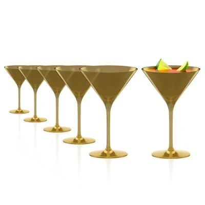 Immagine di Stölzle Lausitz Coppa da cocktail Elements 240 ml I Set di 6 Bicchieri Martini oro lavabili in lavastoviglie e infrangibili Cristallo pregiato Per