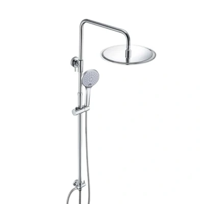 Immagine di JOHO 304 Colonna Doccia senza Miscelatore in Acciaio Inox Cromato Set a Pioggia con Soffione e Doccetta Mano (D30cm tondo)