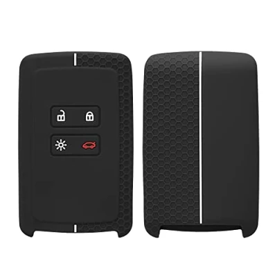 Immagine di kwmobile Custodia Coprichiave Compatibile con Renault 4 tasti Smart Key (solo Keyless Go) Cover Copri Telecomando Chiave Auto Chiavi Macchina nero/bianco