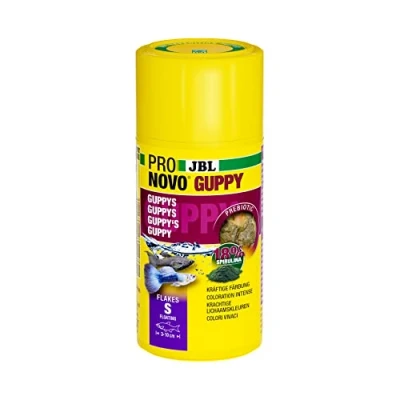 Immagine di JBL PRONOVO guppy FLAKES, mangime base per e altri pesci ovovivipare da 3 10 cm, fiocchi pesci, taglia S, 100 ml