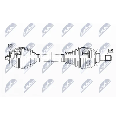 Immagine di NTY NPW BM 184 Albero motore / Semiasse Assale anteriore Dx 620