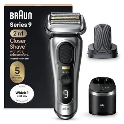Immagine di Braun Series 9 PRO +, Rasoio Elettrico Barba, Rifinitore di precisione, Custodia Viaggio, Lame Flessibili, Stazione SmartCare, Uso a Secco o Sotto Acqua, Batteria Litio Ion, Idea Regalo, 9597cc