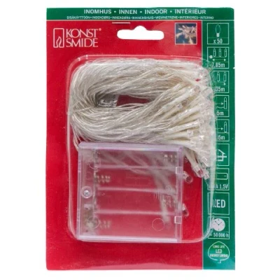 Immagine di Konstsmide 1470 203 Catena luminosa a batteria interno Numero di lampadine 50 LED (monocolore) Bianco freddo Lunghezza illuminata: 7.35 m