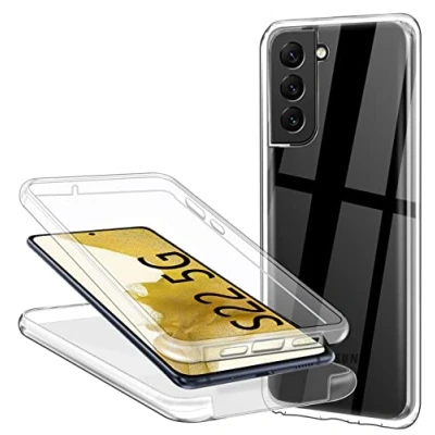 Immagine di CHIMUCO Cover per Samsung Galaxy S22 a 360 gradi di protezione, trasparente morbida sottile custodia in silicone TPU anteriore e PC posteriore anti graffio antiurto Full Body Case