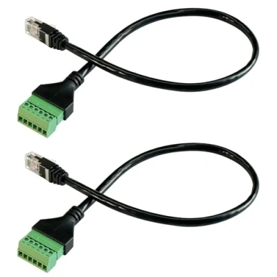 Immagine di PENGLIN 2pcs RJ11 Adattatore morsettiera a vite maschio 6 pin per cavo di prolunga telefono Cat3, RJ12 6P6C to 6pin Terminal Extension Cable