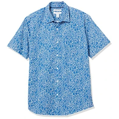 Immagine di Amazon Essentials Camicia in Popeline a Maniche Corte Regular Fit Uomo, Blu Marino Floreale, L