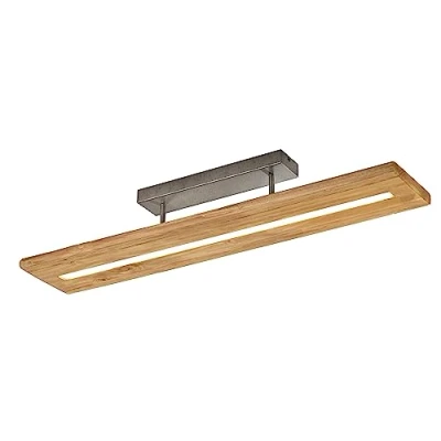Immagine di Trio, Plafoniera, Brad incl. 1 x LED,SMD,27,0 Watt,3000K,3400 Lm. Finitura: legno naturale, color L:100,0cm, L:20,0cm, A:16,7cm Dimmerabile tramite interrutto,