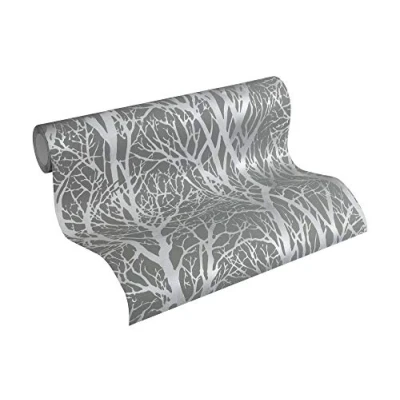 Immagine di Carta da parati Foresta New Life A.S. Création tessuto non 10.05 m x 0.53 Argento Grigio Prodotto in Germania 300943 30094 3