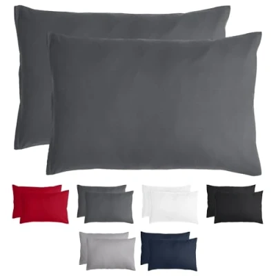 Immagine di Komfortec Set di 2 federe 40 x 60 cm, in microfibra spazzolata, con chiusura lampo, traspiranti e morbide, colore: antracite