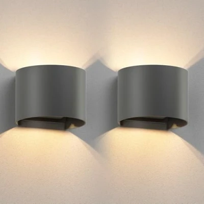 Immagine di ledscom.de 2 x lampada da parete RUNEL per esterni, IP65, up/downlight, antracite opaco, rotonda, 1x G9 max. 10W