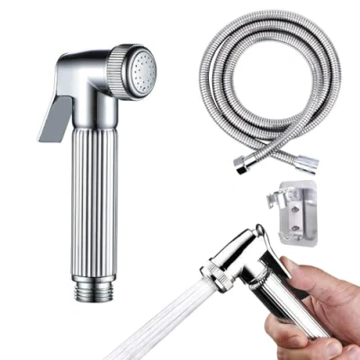 Immagine di Doccetta per Lavandino in Acciaio Inox, Doccino con Tubo Flessibile, Bidet WC, e Bagno, Set Doccino, Argento, Idroscopino 150cm