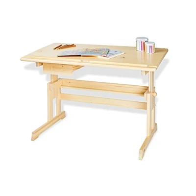 Immagine di Pinolino Scrivania per bambini &quot;Lena&quot;, regolabile in altezza, laccata trasparente, cassetto, L 109 cm, P 58 H 57 70 cm