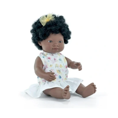 Immagine di Miniland Bambola africana femmina di 38cm. Realizzata in Spagna con aroma vaniglia. Anatomicamente corretta. Collezione My Friends &amp; Me