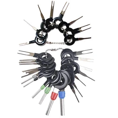 Immagine di QISF 26 Pezzi Attrezzo per rimozione terminale Kit di Strumenti Auto Cablaggio Elettrico Automatico connettore a crimpare Pin estrattore Riparazione