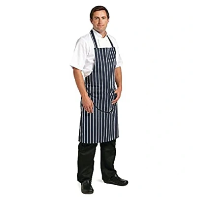 Immagine di Whites Chefs Apparel A535 grembiule bavaglino, navy Stripe