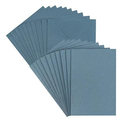 Immagine di Set di biglietti d&#039;auguri, finitura effetto madreperla, 10 circa 250 g/m² + buste 120 (colore: grigio azzurro, formato: DIN B6)