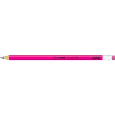 Immagine di Matita in Grafite STABILO swano fluo con gommino Confezione da 12 Grad HB Rosa Fluorescente