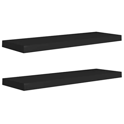 Immagine di vidaXL Scaffali a Parete 2 pz Neri 80x23,5x3,8 cm in MDF