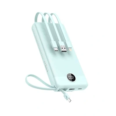 Immagine di VEEKTOMX Power Bank 20000mAh Powerbank con Cavi Integrati Caricatore Portatile USB C Batteria Esterna 5 Uscite e 2 Ingressi Compatibile iPhone Samsung Huawei Xiaomi (20000mAh Nero)