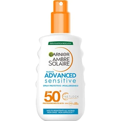 Immagine di Garnier Ambre Solaire Advanced Sensitive Spray Protettivo SPF50+ Crema solare, Taglia: 200 ml,