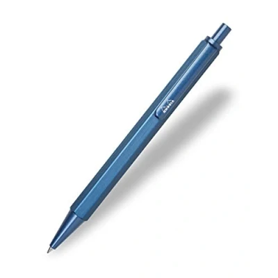 Immagine di RHODIA 9383C Penna a sfera ricaricabile scRipt Corpo esagonale in alluminio spazzolato blu Navy Punta scomparsa ad alta precisione 0,7 mm, inchiostro nero Collezione