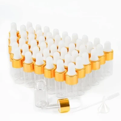 Immagine di XiYee Mini Bottiglie Contagocce Vetro, 50Pcs 3ml/5ml Trasparente in Vetro con Pipette per Laboratorio, Olio Essenziale, Aromaterapia (3ML)