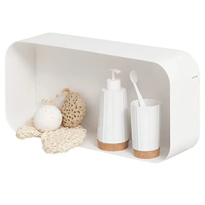 Immagine di Sealskin Brix Cubo da Parete, Grande, Metallo, Bianco, 50 x 24 12 cm