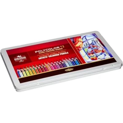 Immagine di Koh I Noor Set 72 matite colorate per disegno Polycolor della migliore qualità, in confezione regalo metallo, multicolore