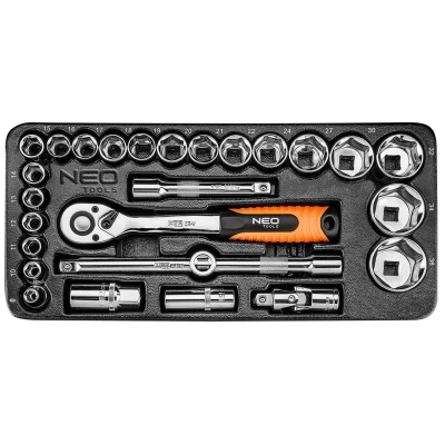 Immagine di NEO TOOLS 84 238 Modulo attrezzi 27 8,10,11,12,13,14, 15,16,17,18,19,20, 21,22,24,27,30, 32,34,36 mm Acciaio al cromo vanadio Esagonale 1/2