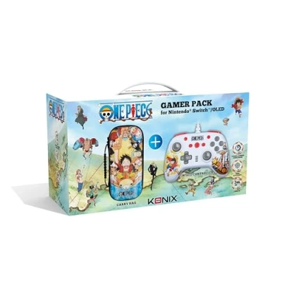 Immagine di Pacchetto di accessori da gioco Konix One Piece Gamer per Nintendo Switch e OLED Custodia protettiva Controller cablato