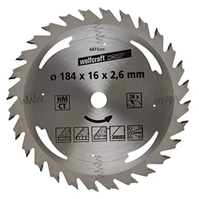 Immagine di Wolfcraft 6473000 Lama circolare in metallo duro 184 x 16 mm Numero di denti: 28 1 pz.