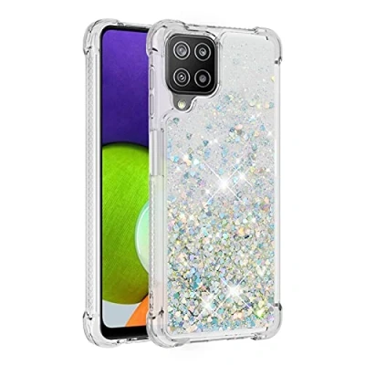 Immagine di KBIKO zxl Cover per Samsung Galaxy A22 4G, [Silver Back] Custodia Glitter di in Silicone TPU Pendenza Colore Diamond Brillantini ​Liquido Paraurti Antiurto Case M32.Silver1 YBL