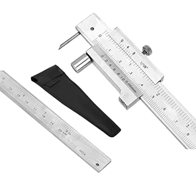 Immagine di Calibro digitale, righello a corsoio elettronico professionale in acciaio inossidabile da 0 200 mm, con tracciatore, per legno, plastica, ferro, ecc.
