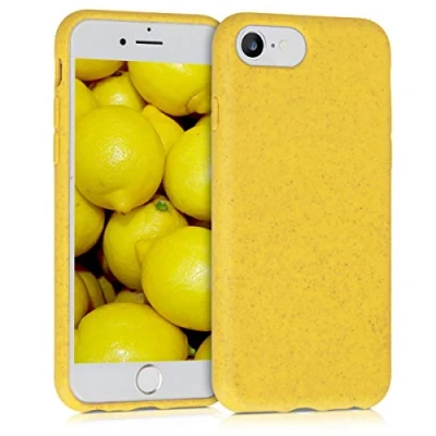 Immagine di kalibri Cover compatibile con Apple iPhone SE (2022) / (2020) 8 7 Custodia in silicone e paglia Backcover Matt Anti Impronte giallo