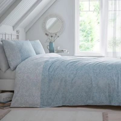 Immagine di Dreams &amp; Drapes Copripiumino Paisley azzurro letto Super King Size (260 x 220 cm) Design reversibile ispirato persiano in Biancheria da con stampa floreale