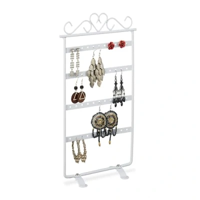 Immagine di Relaxdays Espositore Porta Orecchini, Stand per Orecchini a Clip e Pendenti, in Ferro, HLP 30,5x16,5x6,5 cm, Bianco