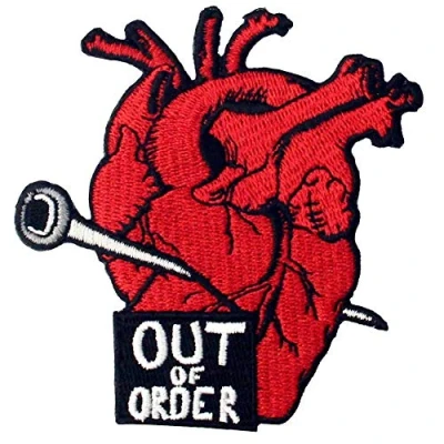 Immagine di Toppa ricamata da applicare con ferro stiro o cucitura, tema: Il mio cuore è fuori servizio