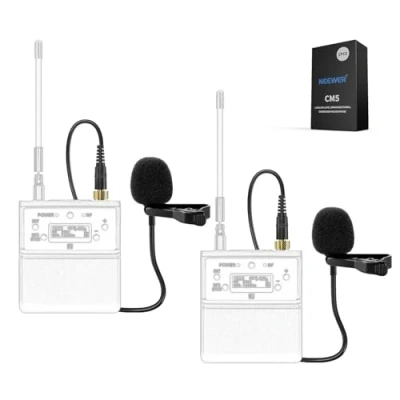 Immagine di NEEWER Microfono Lavalier a Bavero, 2pz Mic Lav Omnidirezionale Condensatore Cablato con Clip Compatibile Rode Wireless GO II DJI Trasmettitore per Palco YouTube Video Stream Live,CM5