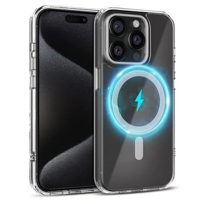 Immagine di MyGadget Custodia per iPhone 14 Pro [compatibile con MagSafe] Anti ingiallimento Case ibrida Magnetica [Parte posteriore rigida Bordi in silicone] Trasparente
