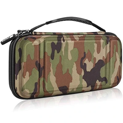 Immagine di FINTIE Custodia per Nintendo Switch Modello OLED 7.0&quot; / 6.2&quot; [Antiurto] Portatile di Borsa con 10 Titolari Schede Gioco &amp; Tasca Interna Console Accessori, Verde mimetico